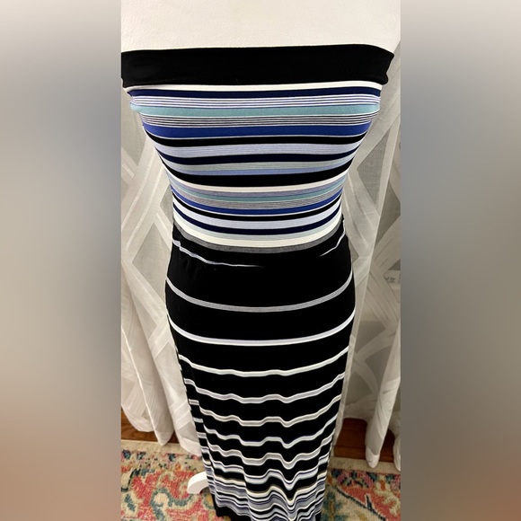 WHITE HOUSE BLACK MARKET Striped Blue & Black Dress - Picture 3 of 10